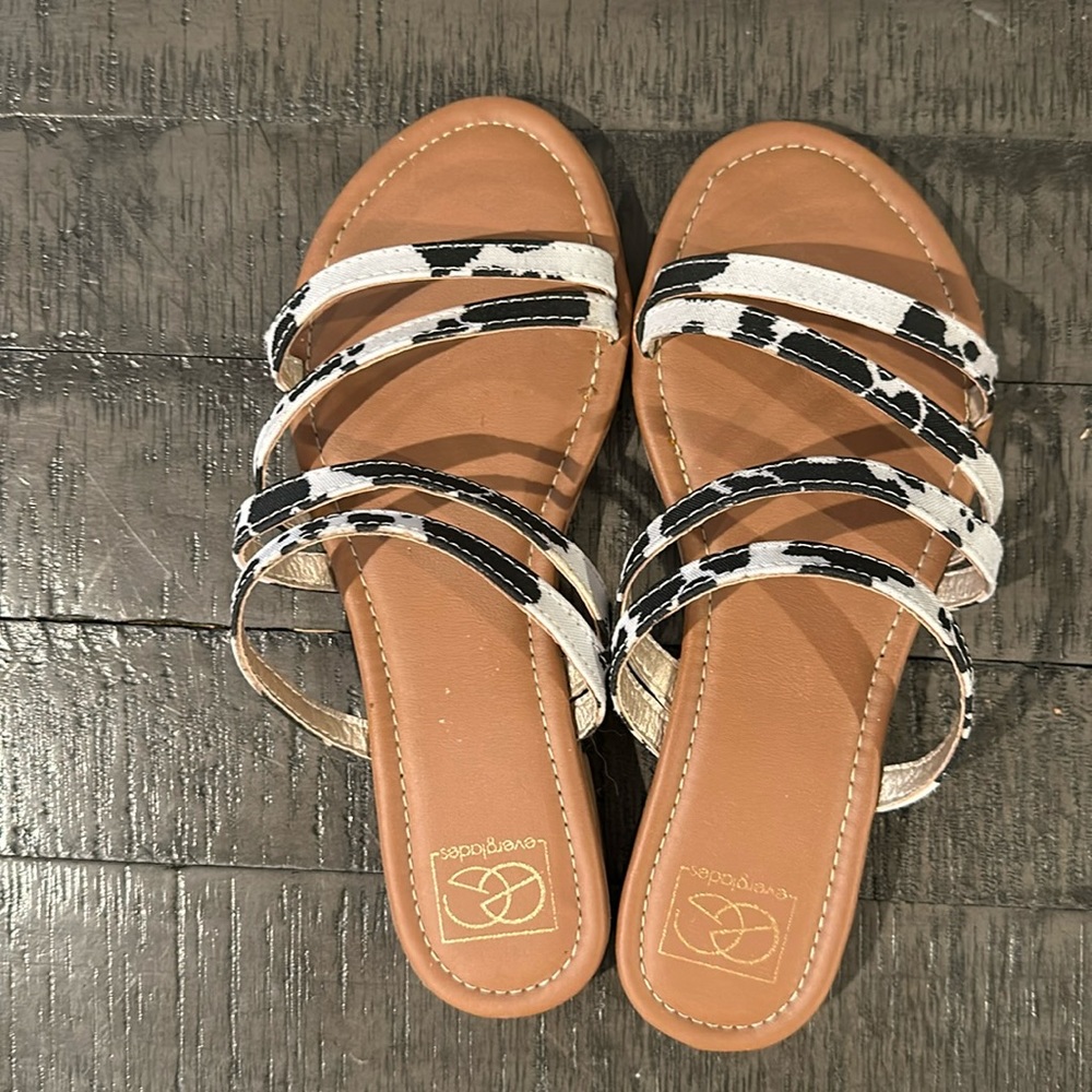 Size 6 cow print sandals